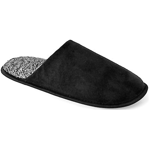 Two Tone Suede Mule Slippers Black