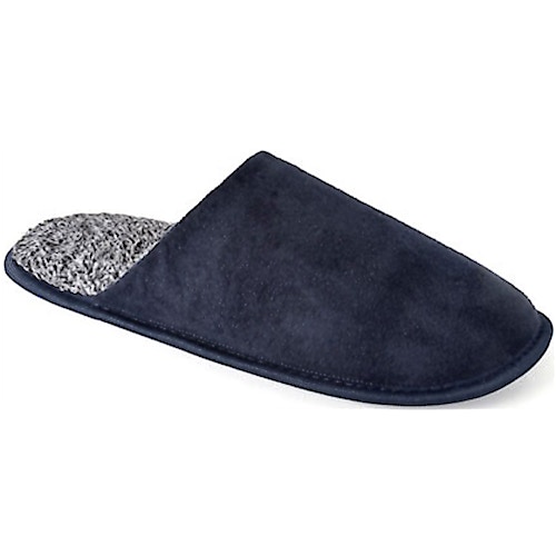Two Tone Suede Mule Slippers Navy