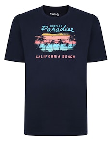 Bigdude 'Surfing Paradise' Printed T-Shirt Navy
