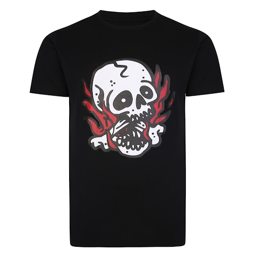 Bigdude Skull And Flames T-Shirt Black