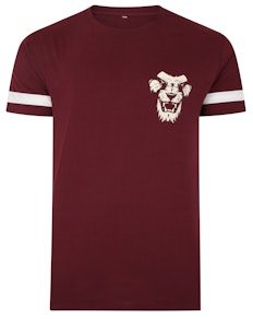 Bigdude Cut & Sew Lion Print T-Shirt Burgundy