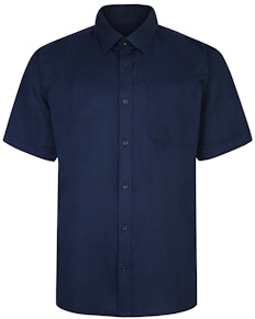 Bigdude Short Sleeve Linen Woven Shirt Navy