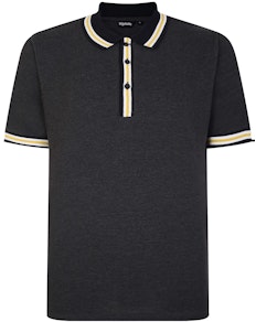 Bigdude Contrast Stripe Tipped Polo Shirt Charcoal