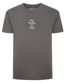 Bigdude Slogan Embroidered T-Shirt Washed Charcoal