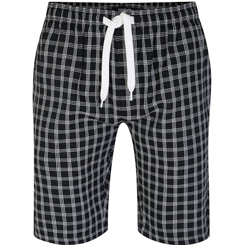 Bigdude Woven Checked Pyjama Shorts Black/White