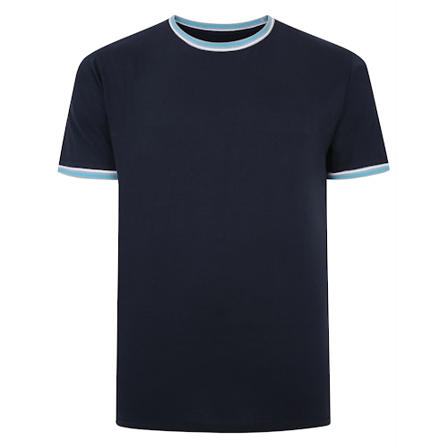 Bigdude T-Shirt mit kontrastierenden Spitzen, Marineblau, groß