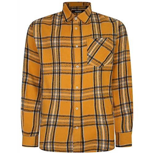 Bigdude Summer Long Sleeve Flannel Shirt Yellow