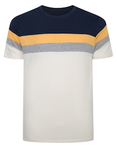 Gestreiftes Farbblock-T-Shirt von Bigdude, Marineblau, groß