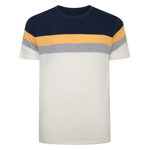 Gestreiftes Farbblock-T-Shirt von Bigdude, Marineblau, groß