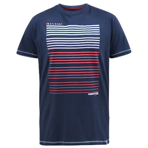 D555 Cransford Gradient Line Print T-Shirt Navy