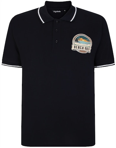 Bigdude Beach Golf Print Polo Shirt Black