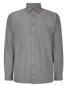 Bigdude Button-Down-Oxford-Langarmhemd, Anthrazit, groß