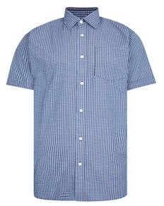 Bigdude Woven Short Sleeve Check Shirt Blue/Navy Tall