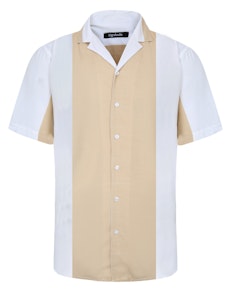 Bigdude Rayon Relaxed Collar Short Sleeve Shirt Cream Tall