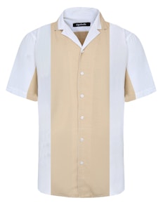 Bigdude Rayon Relaxed Collar Short Sleeve Shirt Cream Tall
