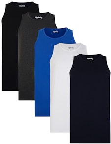 Bigdude – 5er-Pack schlichte Unterhemden, mehrfarbig