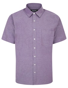 Bigdude Short Sleeve Stretch Oxford Shirt Purple