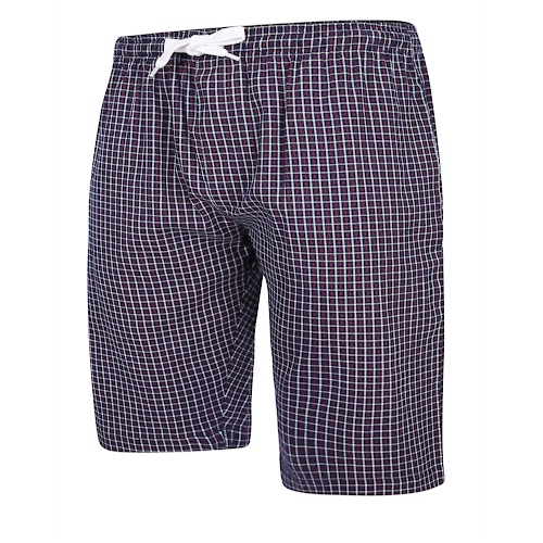 Bigdude Karierte Pyjama Lounge Shorts Marineblau