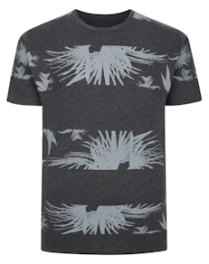 Bigdude T-Shirt mit Palmen-Print, Schwarz, Größe L