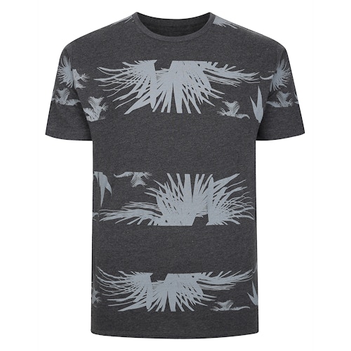 Bigdude Palm Trees Print T-Shirt Black Tall