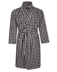 Bigdude Woven Check Dressing Gown Black