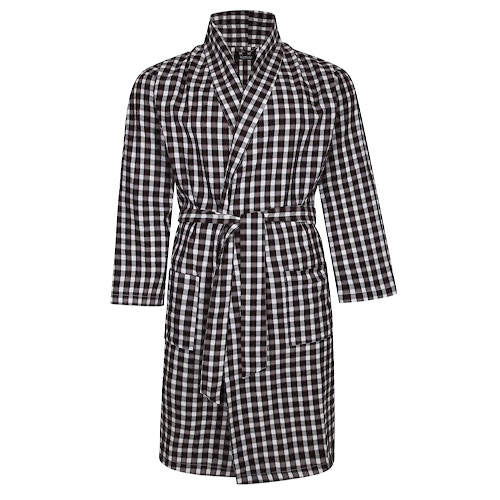 Bigdude Woven Check Dressing Gown Black