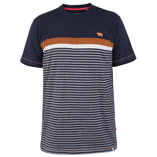 D555 Boyton Yarn Dyed Jacquard Stripe T-Shirt Navy