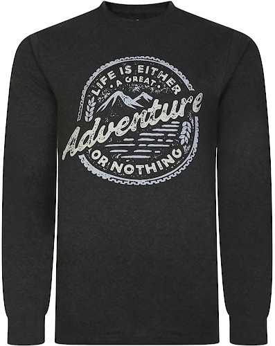 Bigdude Adventure Long Sleeve T-Shirt Charcoal Marl