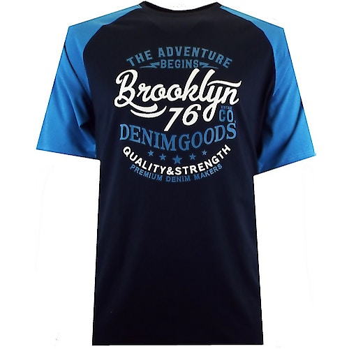 Espionage Brooklyn Print Raglan T-Shirt Navy