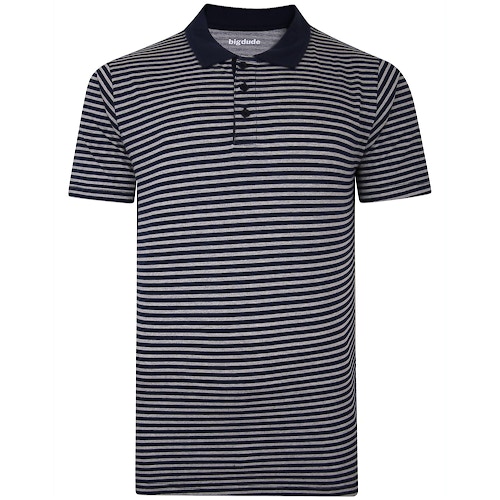 Bigdude Striped Polo Shirt Grey/Navy