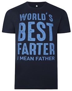 Bigdude World's Best Father Print T-Shirt Marineblau