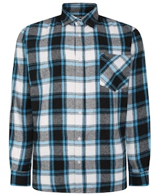 Bigdude Long Sleeve Check Flannel Shirt Light Blue