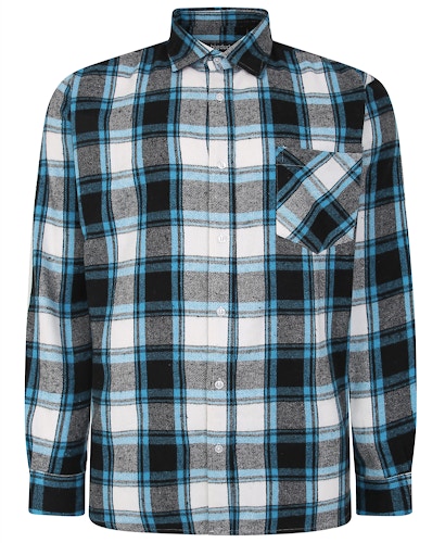 Bigdude Long Sleeve Check Flannel Shirt Light Blue