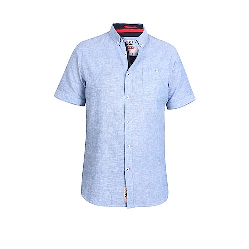 D555 Brixton Linen Blend Short Sleeve Shirt Light Blue