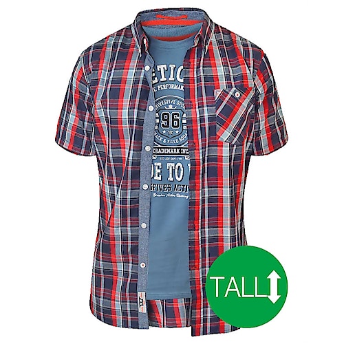 D555 Malcolm Short Sleeve Shirt & T-shirt Combo Red Tall