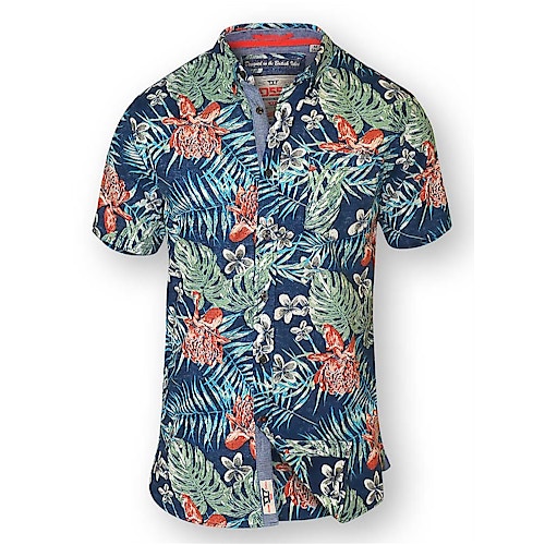 D555 Enrique Hawaiian Leaf Print Shirt