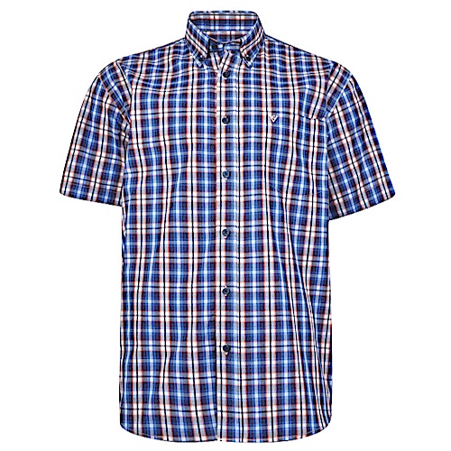 Cotton Valley Short Sleeve Check Shirt Blue