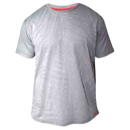 D555 Adam Allover Leaf Print Short Sleeved T-Shirt- Ash