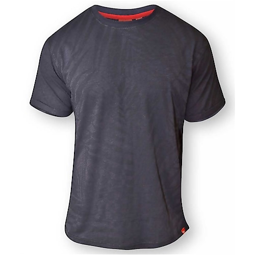 D555 Adam Allover Leaf Print Short Sleeved T-Shirt- Navy