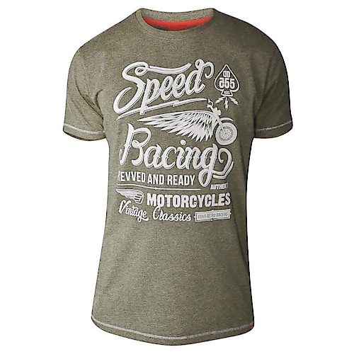 D555 Cortez 'Speed Racing' Print T-Shirt - Khaki Marl