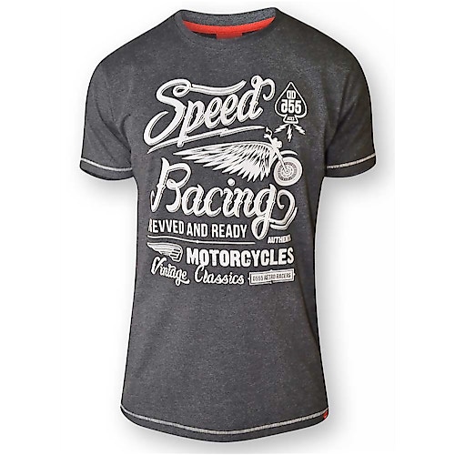 D555 Cortez 'Speed Racing' Print T-Shirt - Black Marl