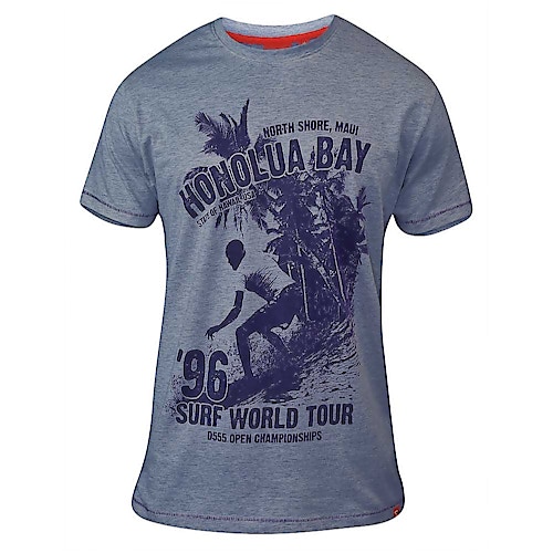 D555 Clayton 'Honolua Bay' Print T-Shirt- Denim Marl