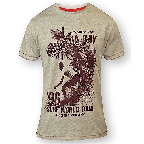 D555 Clayton 'Honolua Bay' Print T-Shirt- White Marl