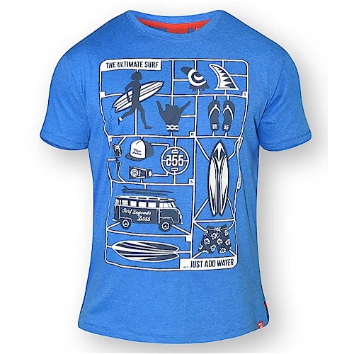 D555 Jaron 'Ultimate Surf' Print T-Shirt - Blue Marl