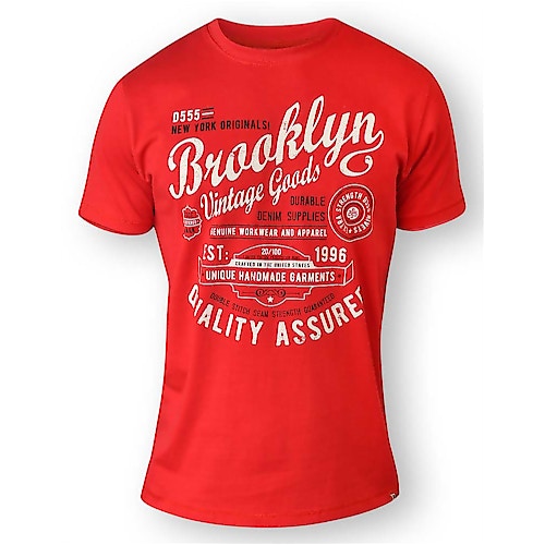 D555 Neal 'Brooklyn' Print T-Shirt - Red