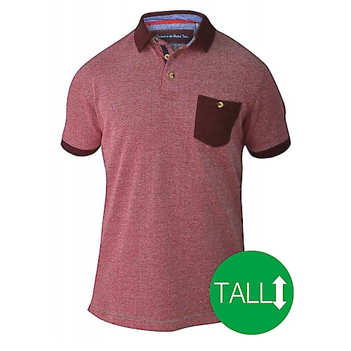 D555 Cruz Polo Shirt with Pocket - Red/ Navy Tall