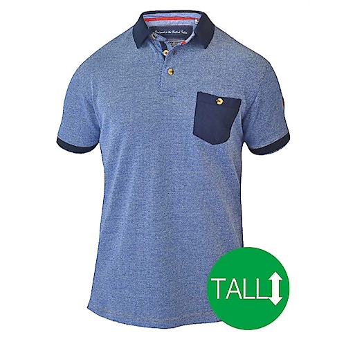 D555 Cruz Polo Shirt with Pocket - Navy/ Blue Tall