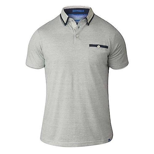 D555 Colin Fine Short Sleeved Polo Shirt - Ecru/ Grey