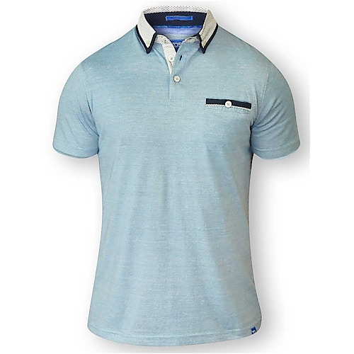 D555 Colin Fine Short Sleeved Polo Shirt - Blue/ White