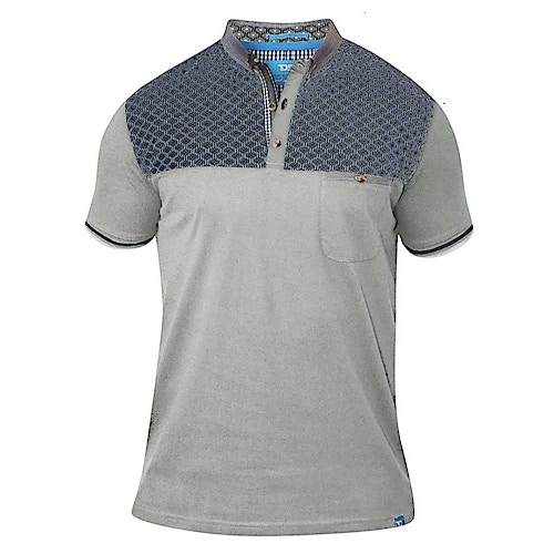 D555 Maurice Panelled Short Sleeve Polo Shirt Grey